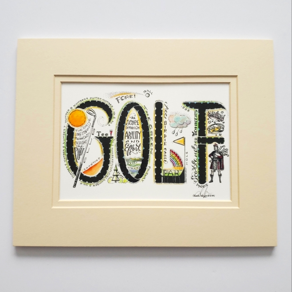 GOLF Decor Art Print | Name Portraits by Charla Sport Themed Signed